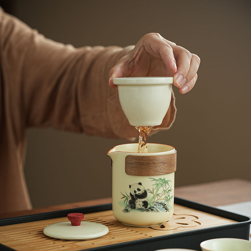 古樸禪意【熊貓黃玉汝窯】便攜式戶外旅行茶具 商務 禮盒 家用 品味百態人生! 古樸禪意【熊貓黃玉汝窯】便攜式戶外旅行茶具 商務 禮盒 家用 品味百態人生!