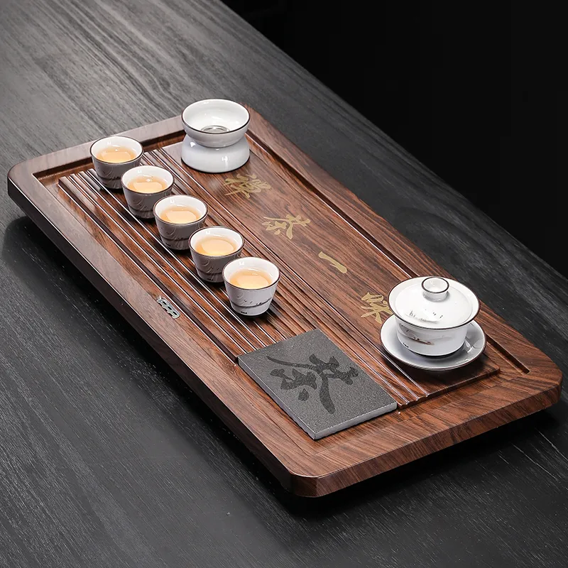【天然實木】黑檀木雕刻功夫茶盤組|中式茶具套裝|實木泡茶盤 擺設收藏兩用